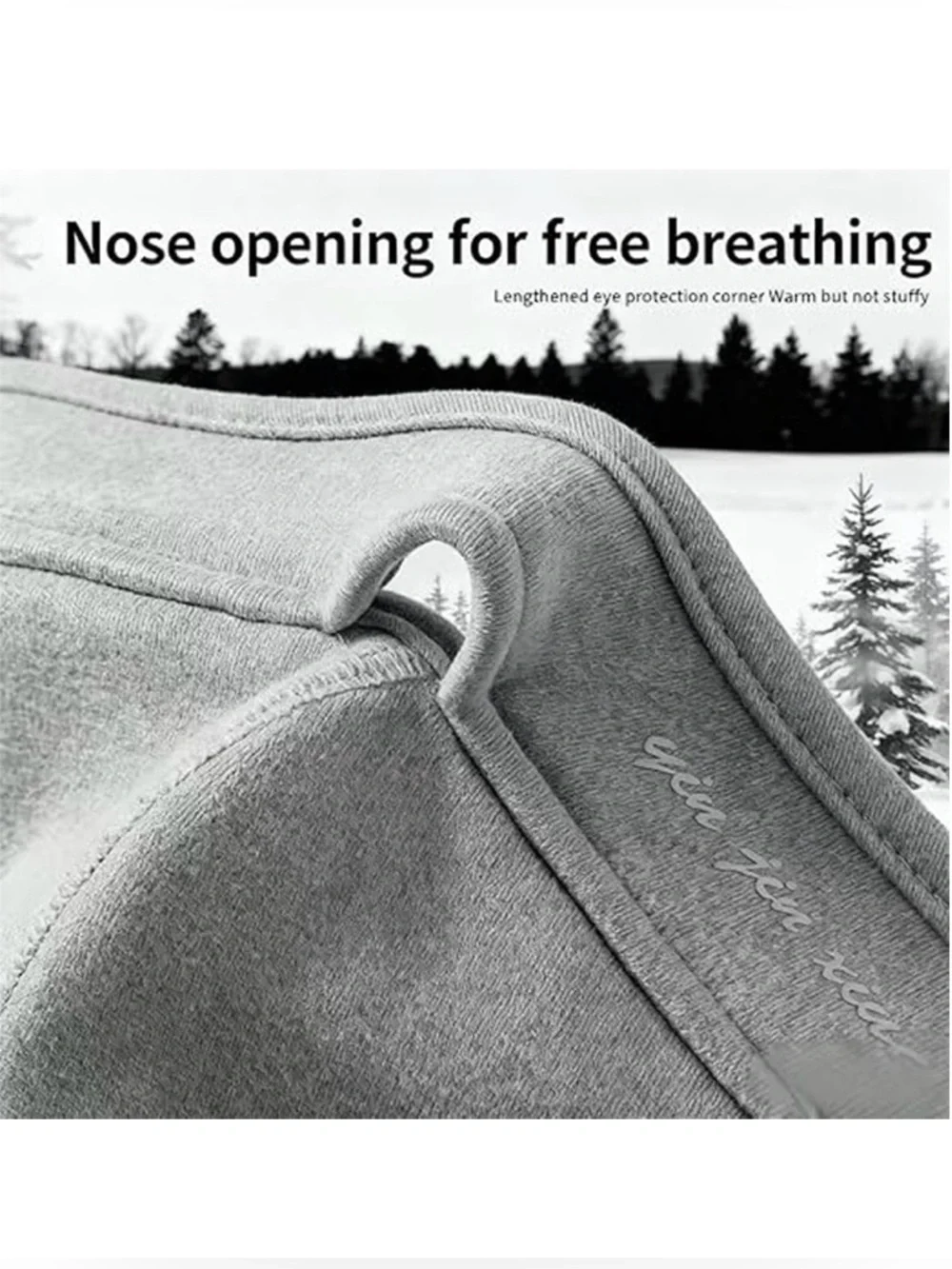 💞 New Gray Fleece Ear Warmer Face Mask with Fur Ear Pads for Winter Sports